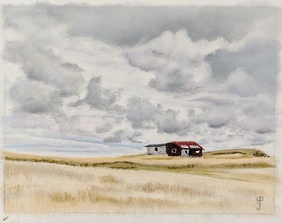 Big Sky Small Barn By Brian Prangle Created in 2019 Soft pastel on sanded paper Artwork Signed. 