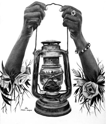 The Dark Night Of The Soul By Stephen Nwofoke Created in 2021 Charcoal pencil on paper Artwork. 