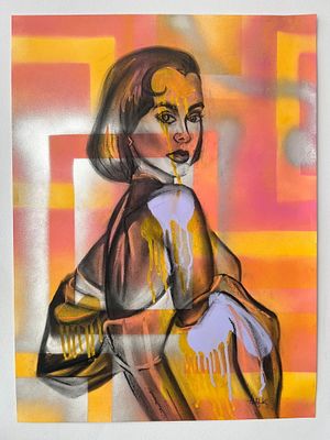 Echoes of Grace By Amy Kaluzhny Created in 2025 Spray paint and Chalk Pastel on Paper Artwork. S 