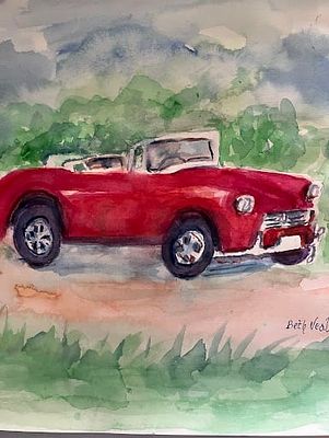 MG MIDGET Vintage Car By Beth Neal WATERCOLOUR 2025. SHIPS FROM Cambridge - I love to paint