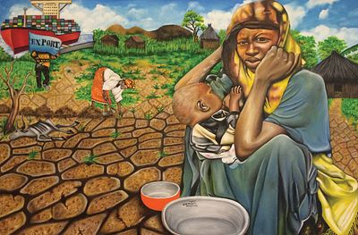 O Yemi Tubi (MOYAT) - Hunger in the Land of Plenty - Oil on canvas 2015 Jaywick, Clacton-On-Sea. 