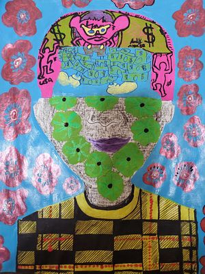 Andre pace Pen Master ( no.6) Oils, pastels and crayon/ acrylics and watercolor 2024 Phoenix, az. 