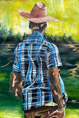 Abidoye Oladimeji Self communing 5 Acrylic on card 2023 Lagos, Nigeria. SHIPS FROM Lagos 