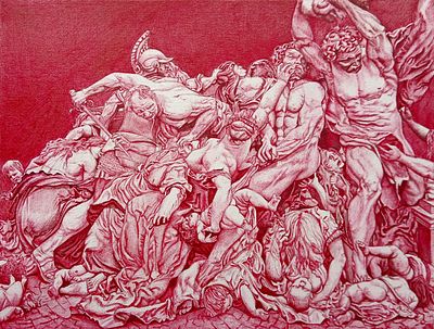 Ogwuazor Chinelo Dawn Massacare of the Innocents ( Peter Paul Reubens) Ballpoint pen on 