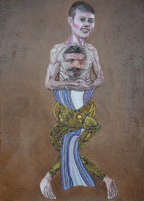 shahryar medi Daval-Pa(meaning strap legs) oil on canvas 2024 London.UK. SHIPS FROM London.UK 