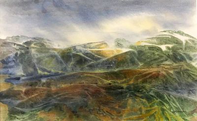 Linda Mannion When The Mist Clears Watercolour 2017 Frome, UK. SHIPS FROM Frome, UK A 