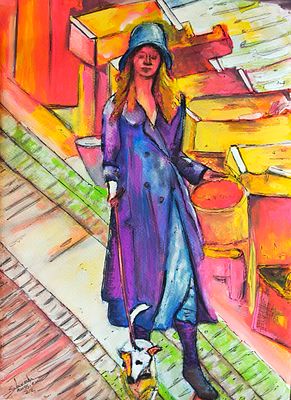 Sarah Hussein good news watercolors on paper 2022 Egypt. SHIPS FROM Egypt Two Girls Running with 