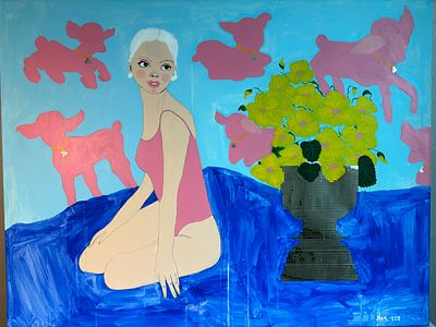 Larisa Mardanova (Art108) Happiness Canvas Acrylic Pastel Silver leaf Mirror 2024 Seoul. South Korea