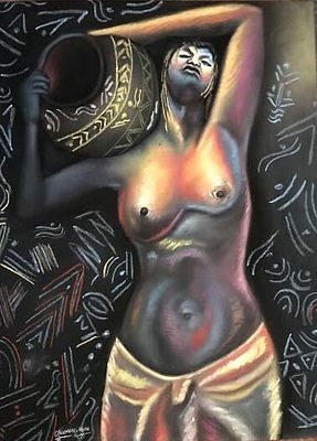 Okiemute kelvin ibrudhabor Burden of grace Pastel on chiboard primed paper 2024 Delta Nigeria. SH 