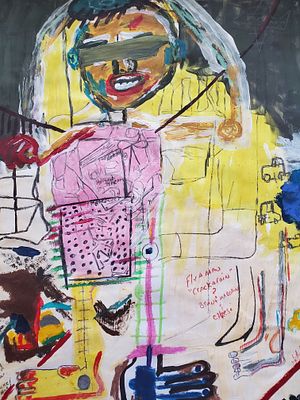 Andre pace Untiled no.9[ i need a hug fro. Mom ] Oils, pastels and crayon, acrylic and 