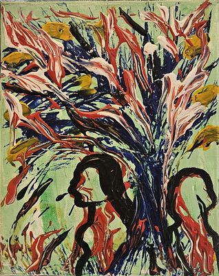 Chinwe Russell - Under the Blossoming Sky– Acrylic Study by Chinwe Russell, African-British 