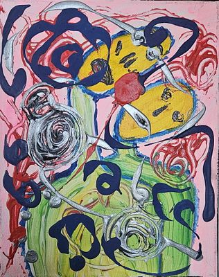 Joyful Chaos – Textured Contemporary Abstract Painting by British-Nigerian Artist Chinwe Russell. 