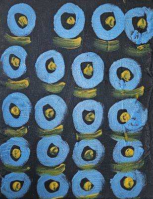 Blue Candy Line – Contemporary Abstract Painting by British-Nigerian Artist Chinwe Russell. Blue 