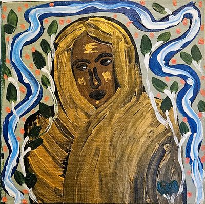 Wodaabe Woman 1 – Contemporary African Portrait Painting by British-Nigerian Artist Chinwe Russell. 