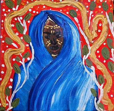 Wodaabe Woman III Contemporary African Portrait Painting by British-Nigerian Artist Chinwe Russell (