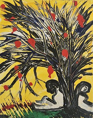 Under the Tree of Knowledge – Original Acrylic on Canvas by Chinwe Russell, RA exhibited artist. 