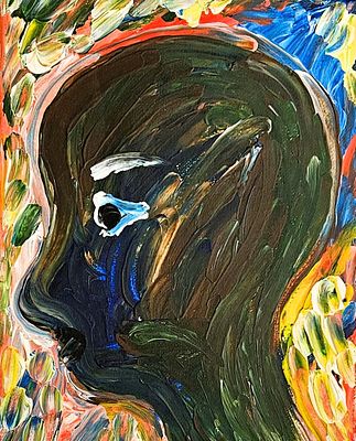 Brother III – Original 2021 Acrylic Portrait by Chinwe Russell, British-Nigerian Contemporary. Br 