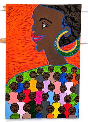 Dreams of Motherhood -Original Acrylic Painting by Chinwe Russell, British-Nigerian Contemporary art