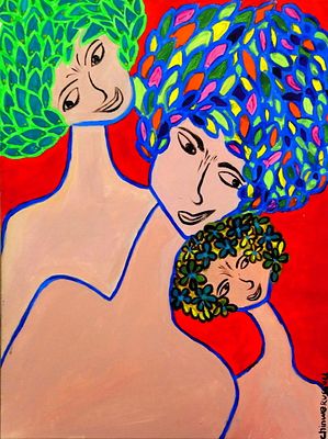 Girls at the Corn Exchange 9 – Original Acrylic Painting by British-Nigerian Artist Chinwe Russell. 