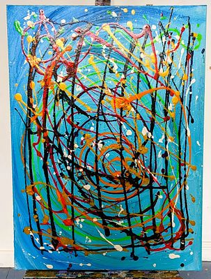 Fragments coming togethe– Abstract Acrylic Painting by British-Nigerian Artist Chinwe Russell. Ar 