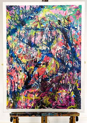 Fragments of Emotion – Abstract Acrylic on Canvas by British-Nigerian Artist Chinwe Russell (2022). 