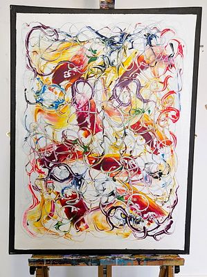 Black and White Background Abstract Study – Original Acrylic Painting by British-Nigerian Artist. 