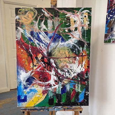 Slash I – Dynamic Abstract Expressionist Painting by British-Nigerian Artist Chinwe Russell (2022). 
