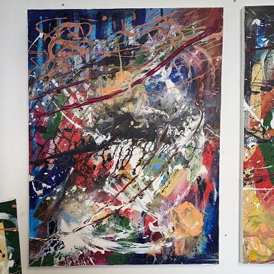 Slash II – Bold Abstract Expressionist Painting by British-Nigerian Artist Chinwe Russell (2022). 