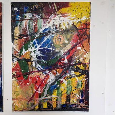 Slash III – Bold Abstract Acrylic painting Chinwe Russell (2022) Contemporary British Nigerian. S 