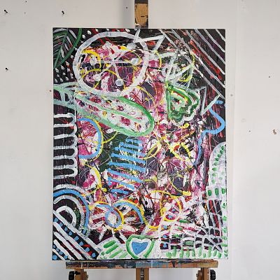 Vibrant Abstract Expressionist Study – Original Acrylic on Canvas by Chinwe Russell (60&times;80cm). Th 