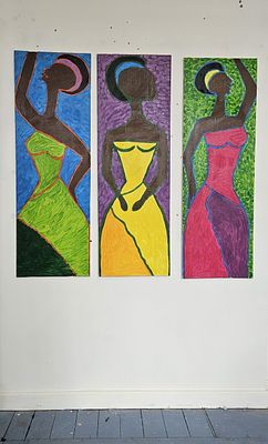 Three Dancing Ladies - Acrylic on canvas Acrylic on canvas by Chinwe Russell. “3 Dancing Ladies” 