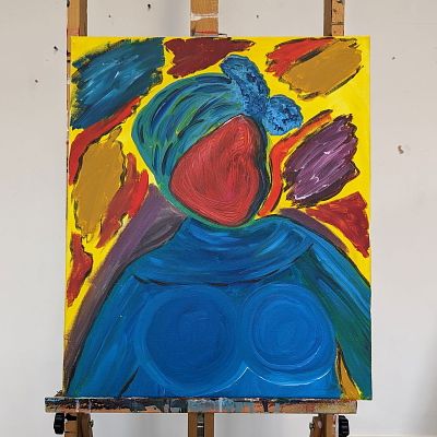 Self Portrait Artist: Chinwe Russell Acrylic on Canvas Circa 2021. Title: Self 