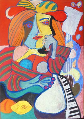 woman's place, woman's space 8 maria kalnars Acrylic, pastel & pencil on wooden panel 2024. SHIPS 
