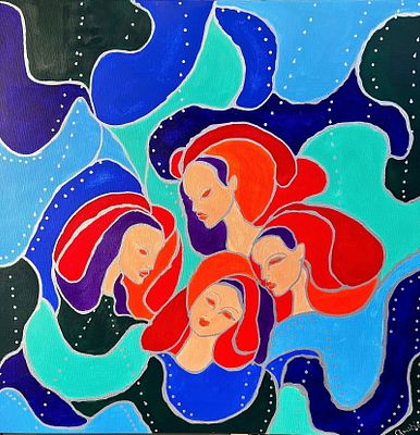 SIRENS Christie Acrylic on canvas 2025. SHIPS FROM SURREY UK An artwork in Post-Impressionist 