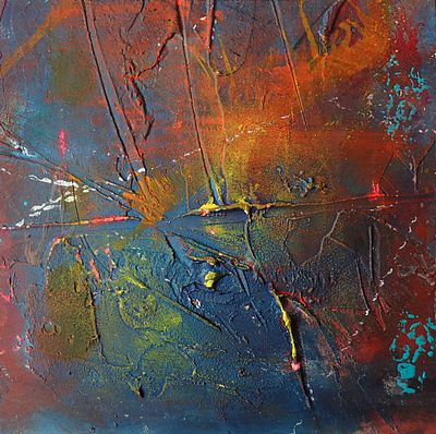 Once in a Lifetime Kimberli Werner Mixed - acrylic, tile adhesive, collage, embossing foil, on wood