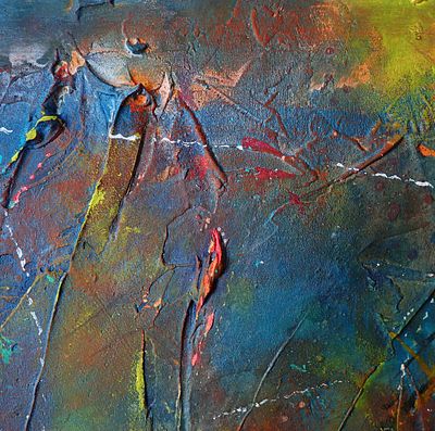 Somewhere in Time Kimberli Werner Mixed - acrylic, tile adhesive, collage, embossing foil, on wood. 