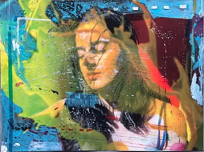 A self-portrait in another self Sara Adib Mixed Media- photo painting 2022. SHIPS FROM Iran 