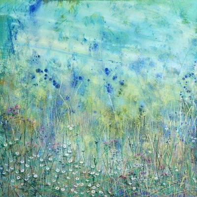 The Cottage Flowers Afar Elena Shcherbina Acrylic and mixed media on canvas 2025. SHIPS FROM 