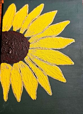 SUNFLOWER Reihan Trandafir Mixed media acrylic 2023. SHIPS FROM Worksop S80 2NF One of my first 