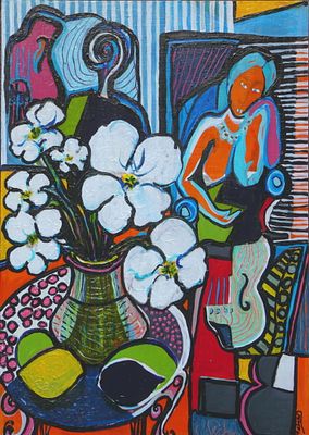 woman's place, woman's space 6 maria kalnars Acrylic, pastel & pencil on wooden panel 2024. SHIPS 
