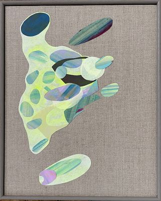 Botanicals 1 Yvonne Coughlan Gouache collage on linen board 2024. SHIPS FROM London UK Collage 