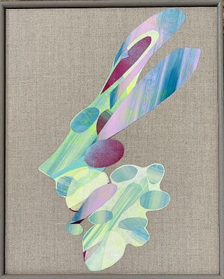 Botanicals 2 Yvonne Coughlan Gouache collage on linen board 2024. SHIPS FROM London, UK Collaged 