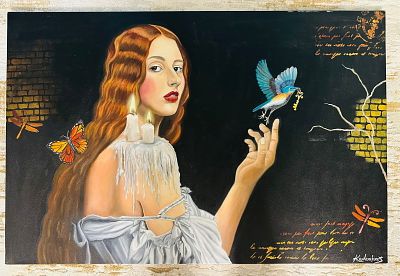 From Fire to Freedom By Kadambini Choubey Oil on canvas 2025. SHIPS FROM Dubai, UAE The artwork 