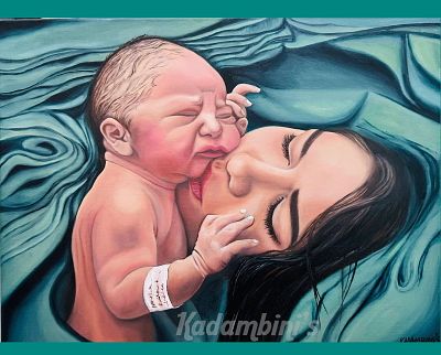 The Night you were Born By Kadambini Choubey Oil on canvas 2023. SHIPS FROM Dubai, UAE On the 