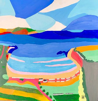 Broad By J Larsen-Collinge Acrylic on canvas 2022. SHIPS FROM Gibraltar From my Bling Beaches 