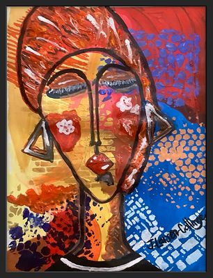 Beatriz the Latina By J Larsen-Collinge Acrylic on cradled board 2025. SHIPS FROM Gibraltar 