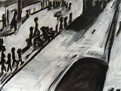 High Street By Francesca Alaimo Chalk and acrylic on paper 2024. SHIPS FROM London This mixed 