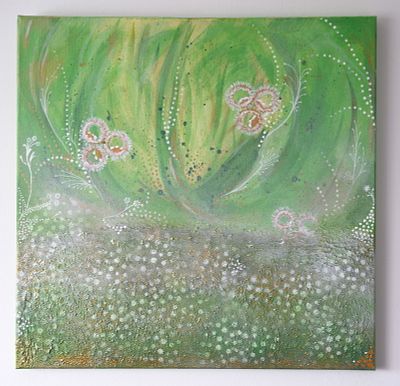 Where Colour Holds Its Breath By Olena Hastilow Acrylic and texture on thin canvas 2025. SHIPS 