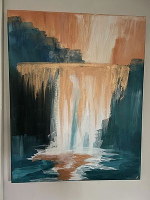 Waterfall By Lesley Farnworth Acrylic 2025. SHIPS FROM Scotland Acrylic paint on canvas 