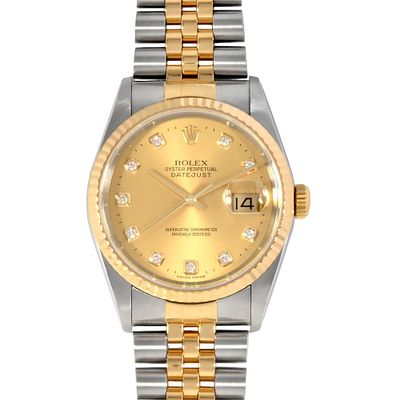 Rolex ROLEX 16233G Datejust Y series watch, automatic, champagne dial, 10P diamond index 